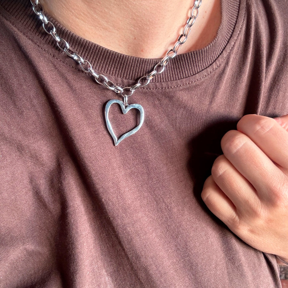 Wolff Jewelry Big Heart Necklace Halskæder Sølvfarvet