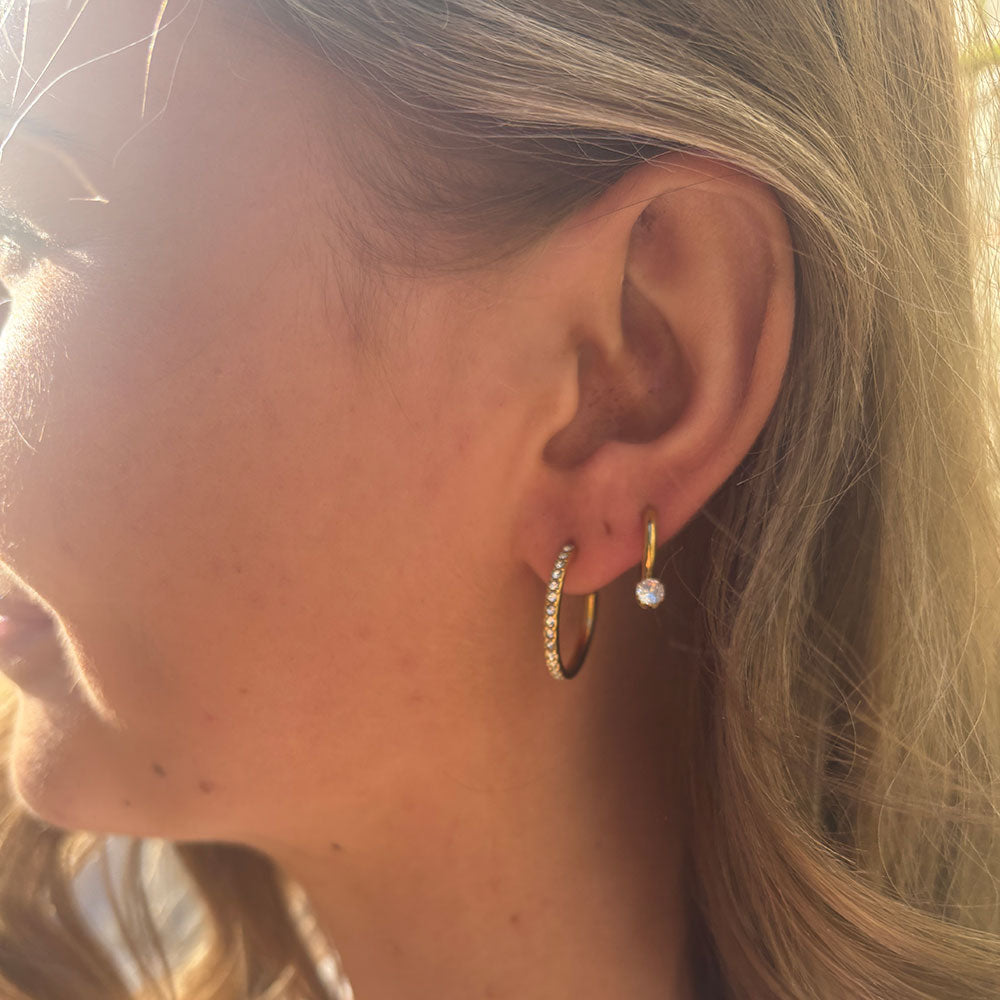 Wolff Jewelry Crystal Hoops Øreringe 18 karat guldbelagt