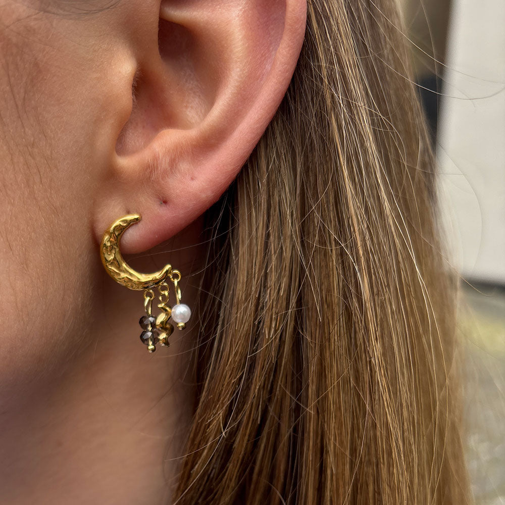 Wolff Jewelry Dreamy Moon Earring Øreringe 18 karat guldbelagt