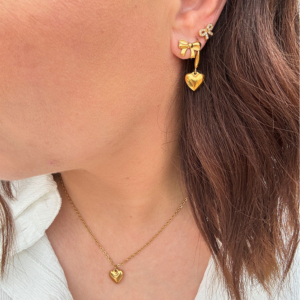 Wolff Jewelry Love Heart Hoops Øreringe 18 karat guldbelagt