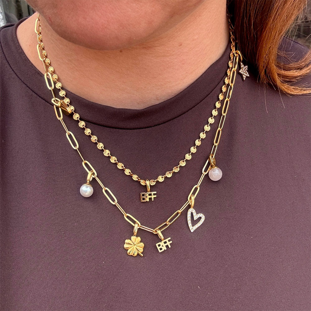 Wolff Jewelry Mini Chain Charm Necklace Halskæder 18 karat guldbelagt