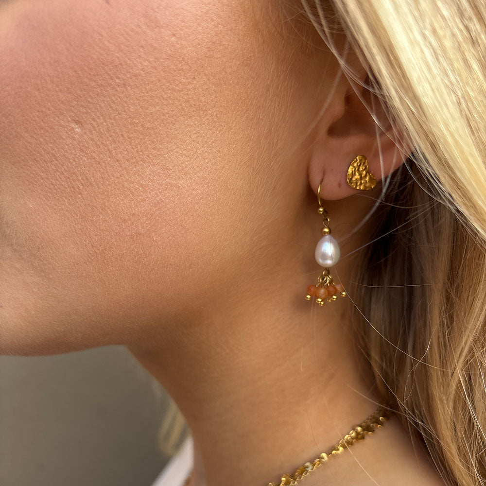 Wolff Jewelry Rustic Heart Earstud Øreringe 18 karat guldbelagt