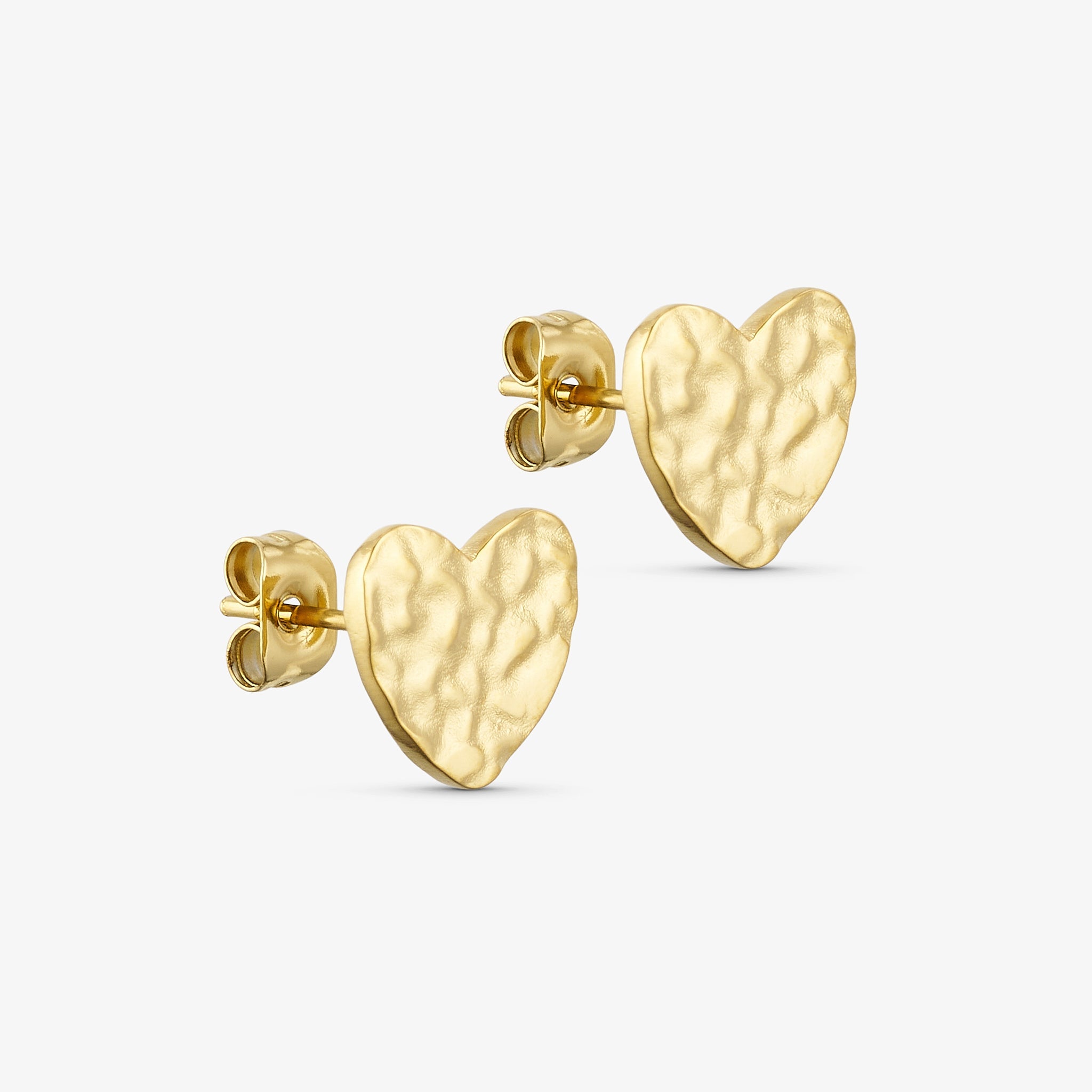 Wolff Jewelry Rustic Heart Earstud Øreringe 18 karat guldbelagt