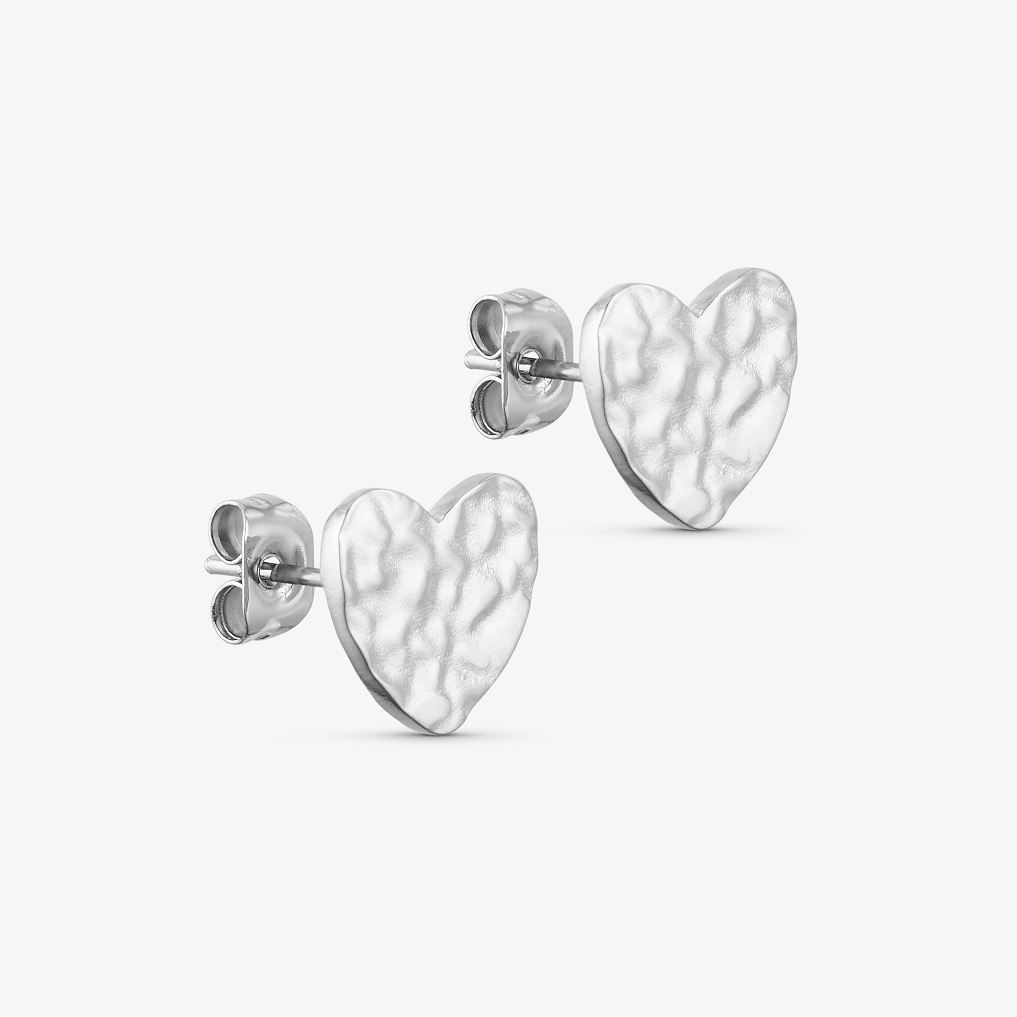 Wolff Jewelry Rustic Heart Earstud Øreringe Sølvfarvet