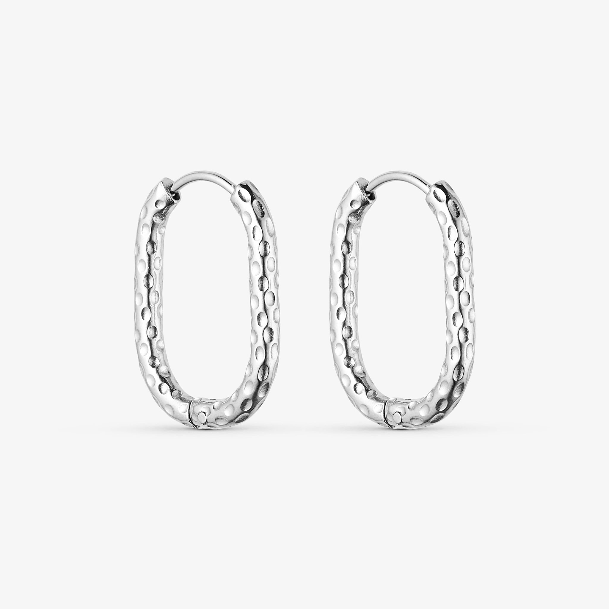 Wolff Jewelry Rustic Square Hoops Øreringe Sølvfarvet