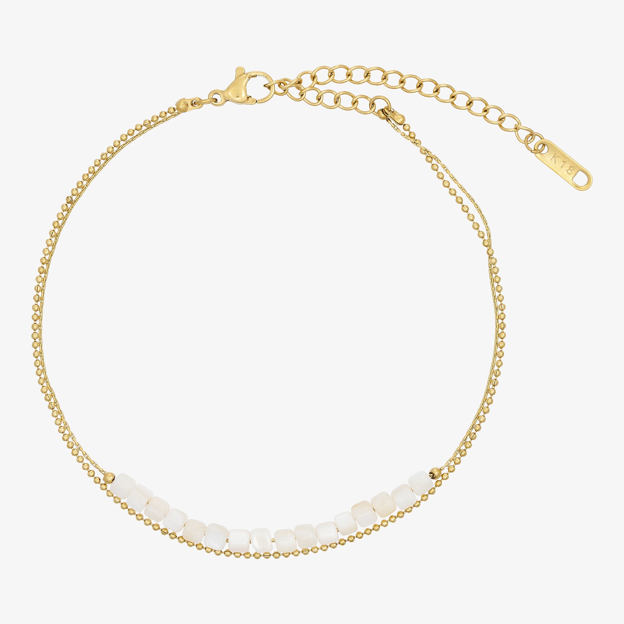 Wolff Jewelry White Stone Anklet Ankelkæder 18 karat guldbelagt