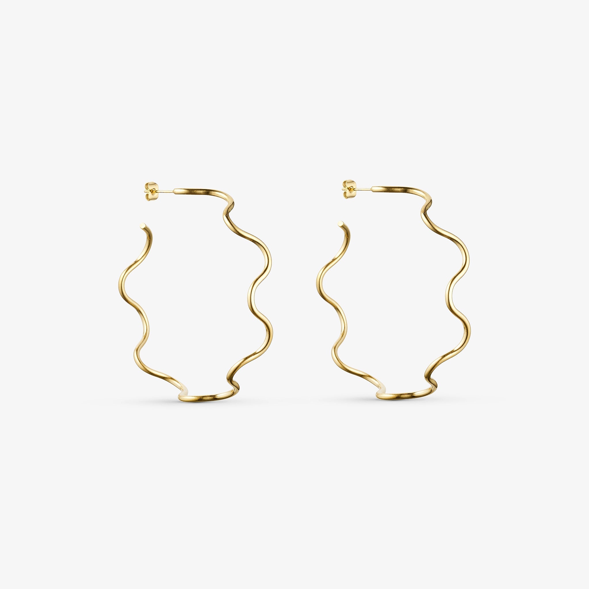 Wolff Jewelry Big Wavy Hoops Øreringe 18 karat guldbelagt