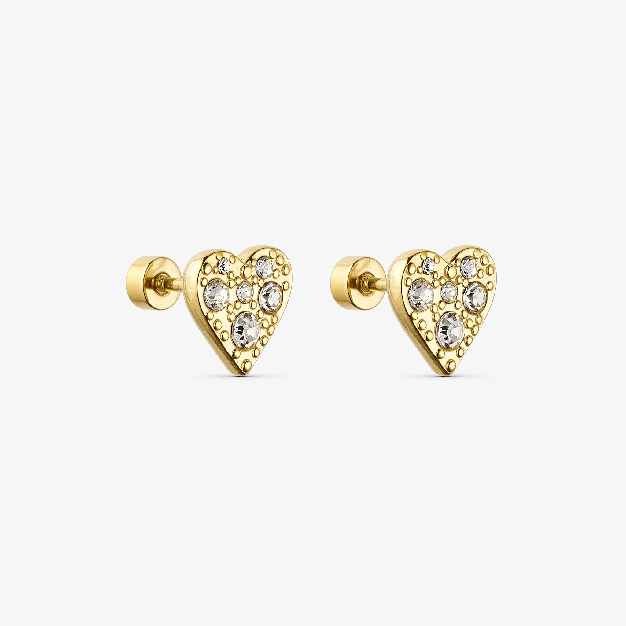 Wolff Jewelry Mini Shine Heart Earstud Øreringe 18 karat guldbelagt