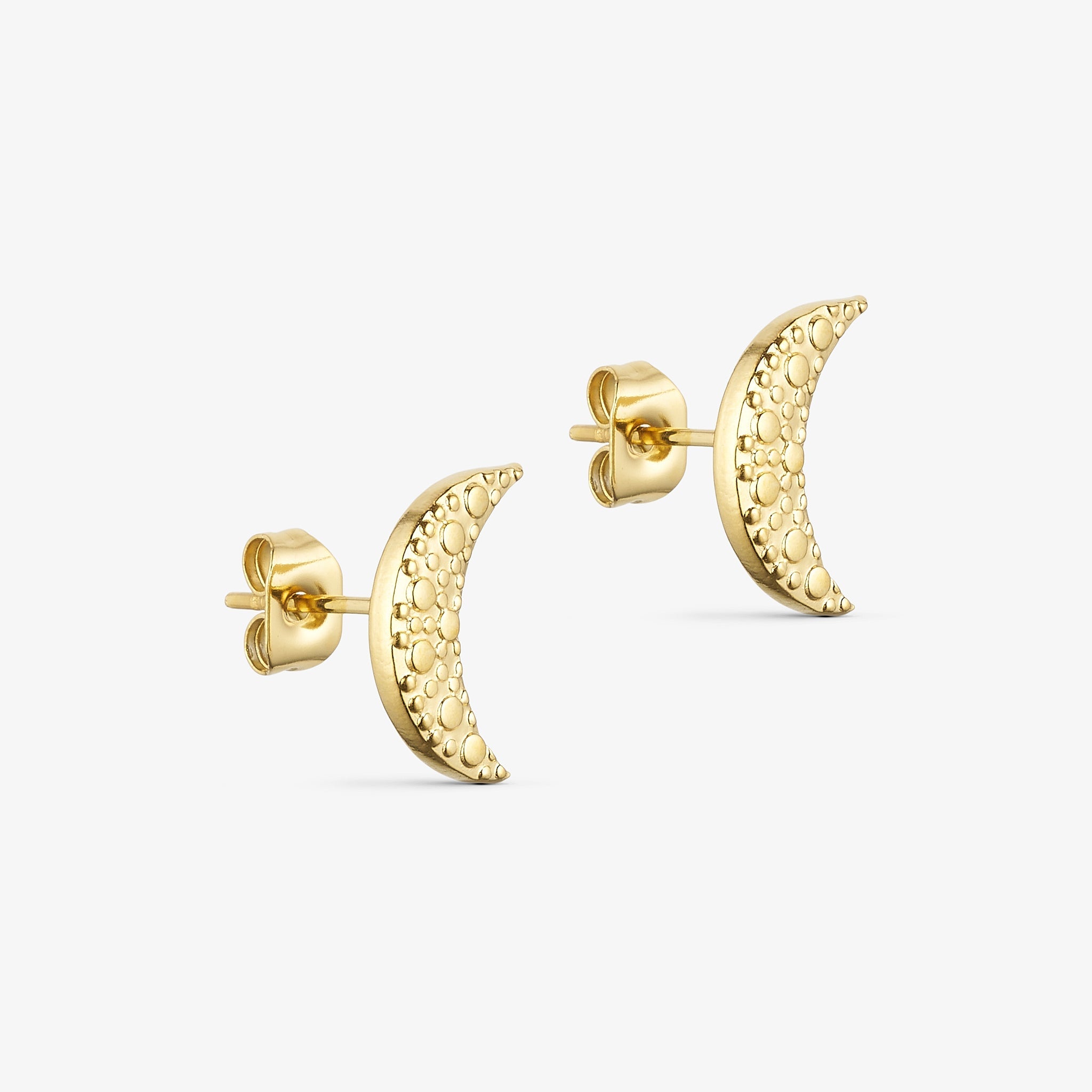 Wolff Jewelry Moon Stud Øreringe 18 karat guldbelagt