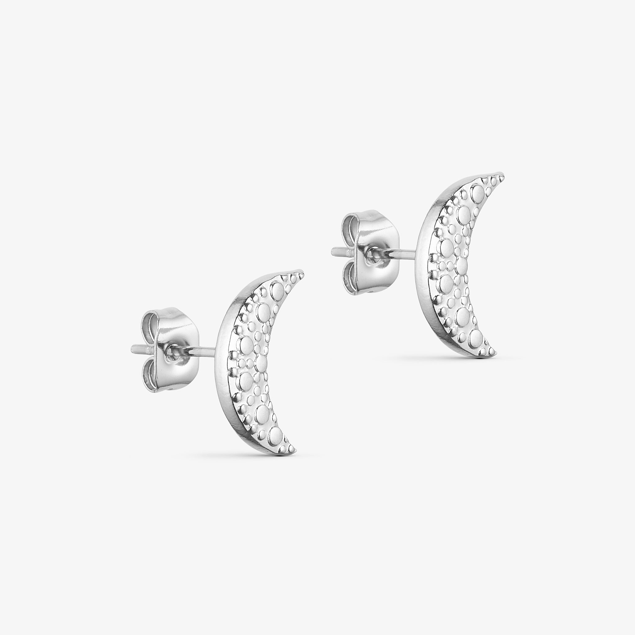 Wolff Jewelry Moon Stud Øreringe Sølvfarvet