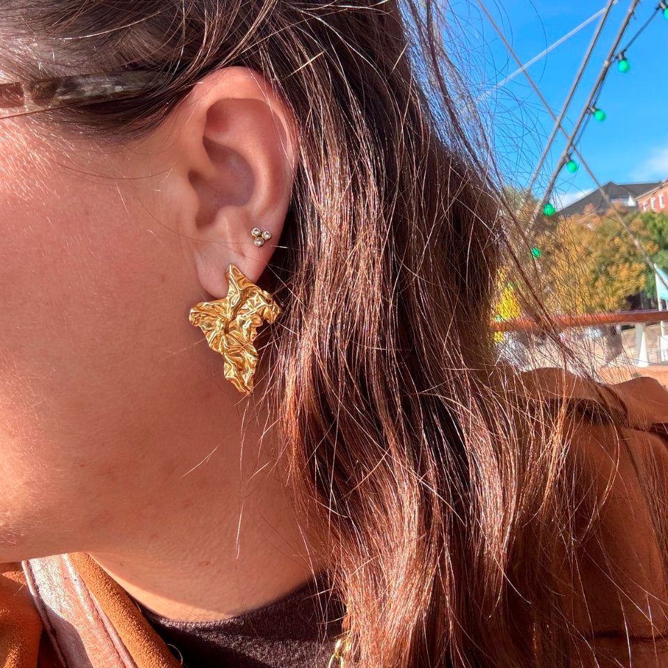 Wolff Jewelry Rustic Big Earring Øreringe 18 karat guldbelagt