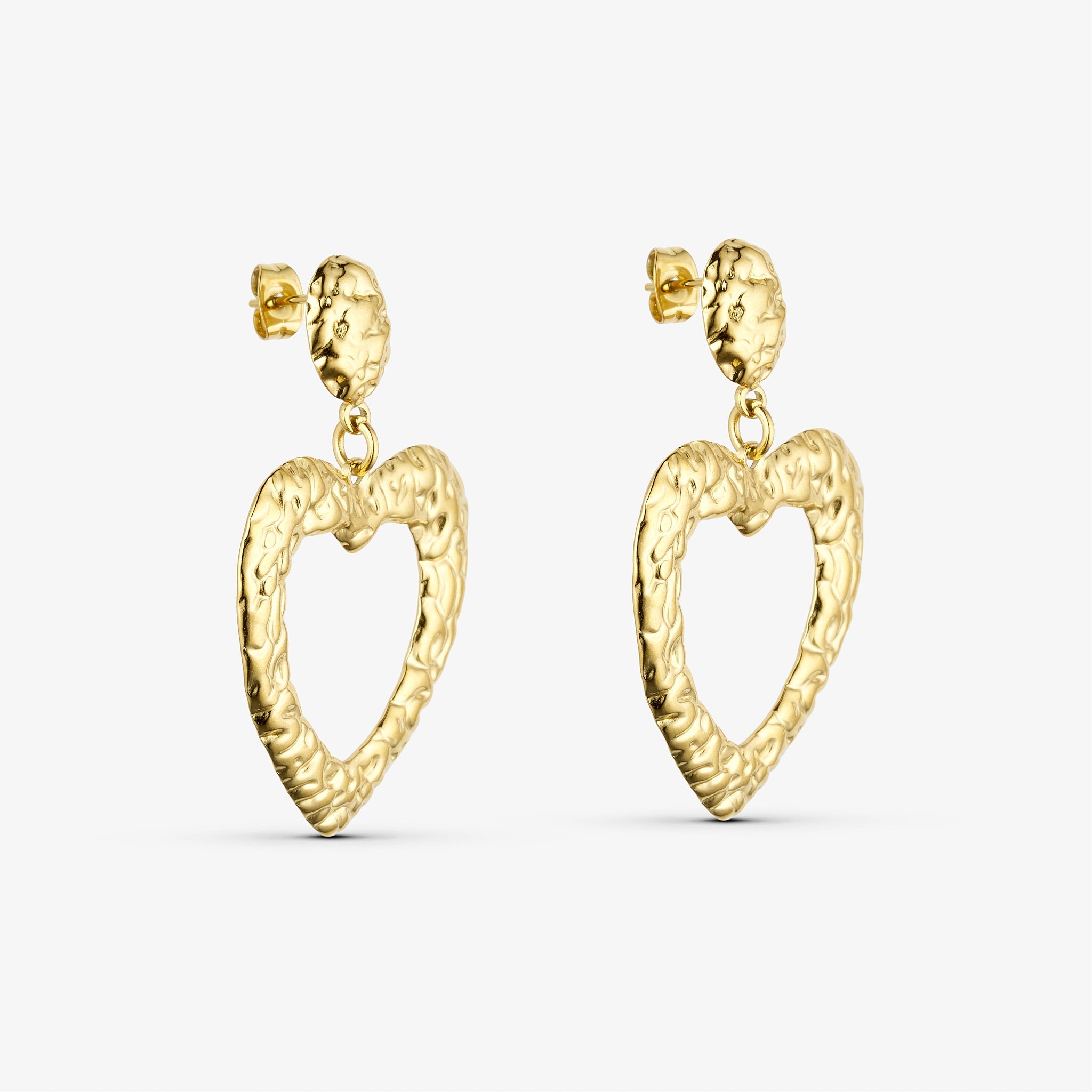 Wolff Jewelry Rustic Heart Hoops Øreringe 18 karat guldbelagt