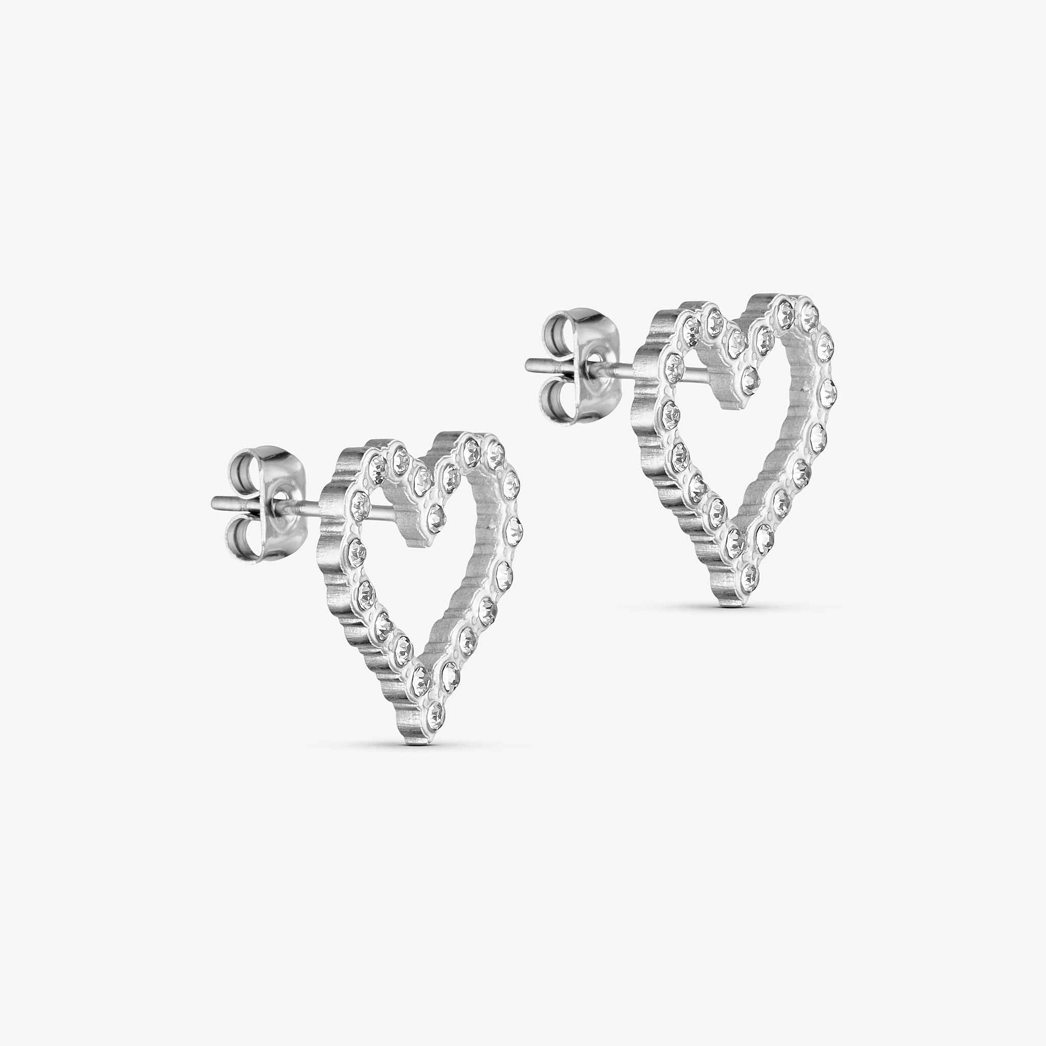 Wolff Jewelry Shine Heart Earstud Øreringe Sølvfarvet